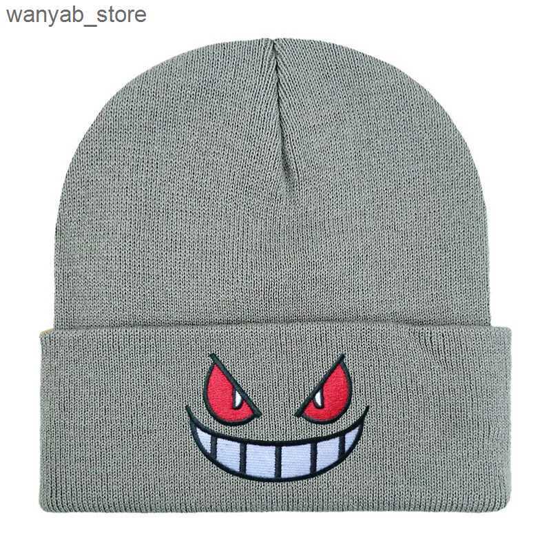 Wide Brim Hats Bucket Hats Embroidered Winter Hat for Men Women Unisex Cartoon Beanie Cap Autumn Outdoor Warm Female Hip Hop Sport Ski Knitted Hats go