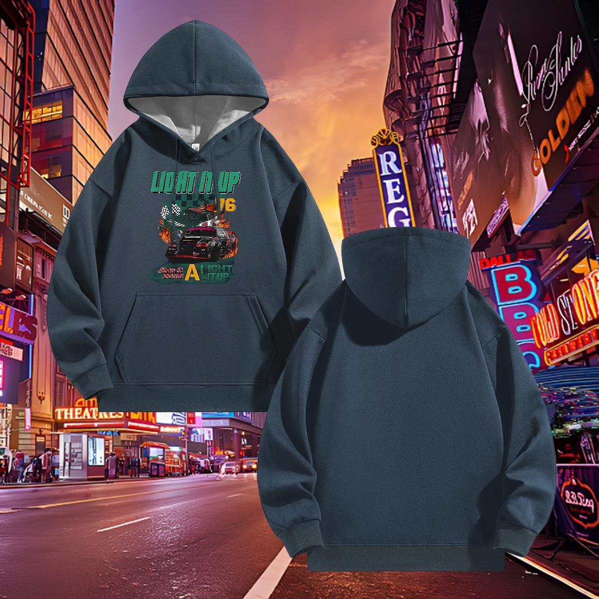 Fashion Casual Mens Hoodie Street Warm Men Tops Hoodie Hooded Collar US Plus Size Clothings Warm Fleece
