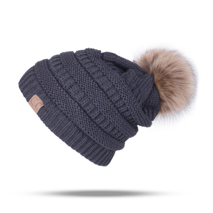 High quality design,Winter men's and women's with plush ball knitted outdoor warmth, curled edge woolen hats for warmth