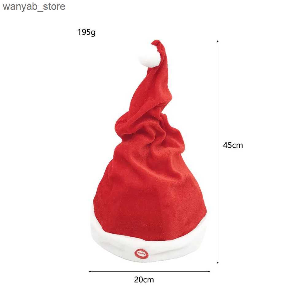 Wide Brim Hats Bucket Hats Singing And Dancing Christmas Hat Electric Swing Moving Santa Hat Plush Christmas Cap For Christmas New Year Party Supplies