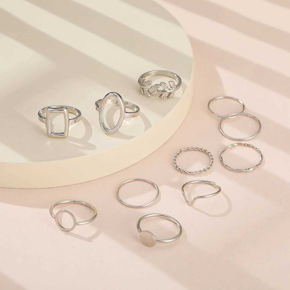 New fashion gold ring set designed for simple Iragar Geely oval hollow opening rings girls party jewelry gift bags X241106