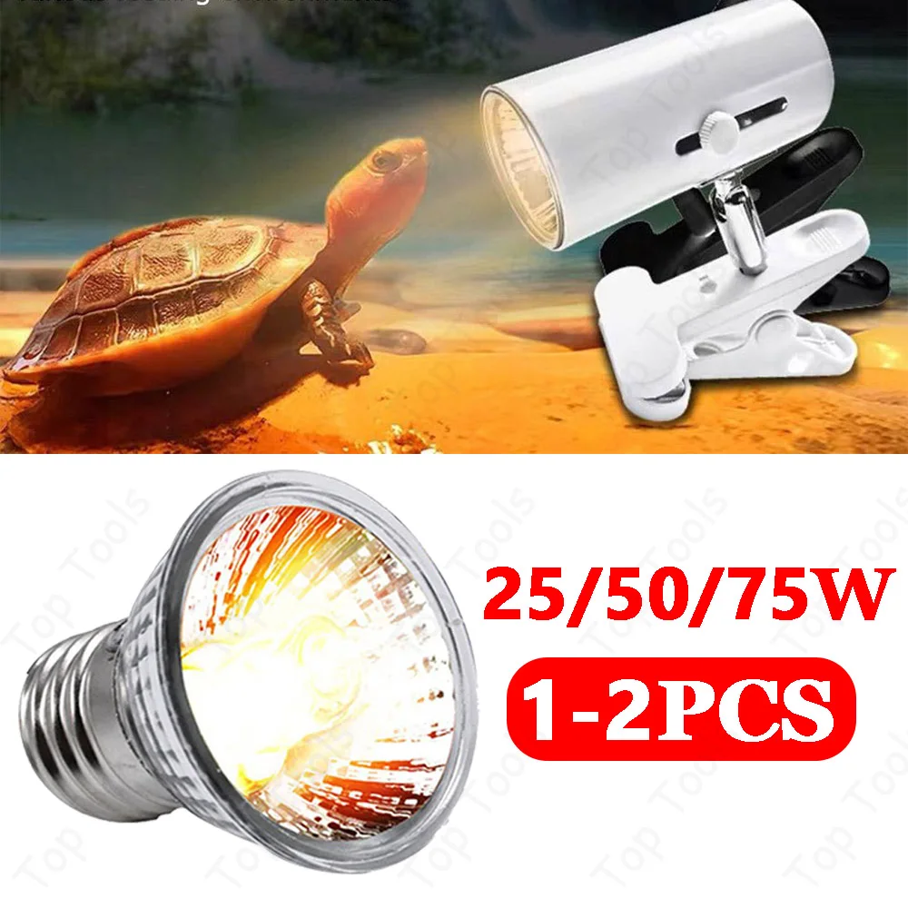 1-2PCS UVA UVB Light Bulbs 25/50/75W Heating Temperature Controller Reptile Lamp Bulb Turtle Basking UV Light Bulb Heating Light