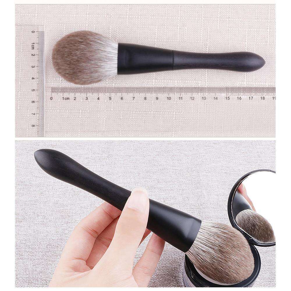 Q2-19 Professional Handmade Makeup Brushes Snow Fox Hair Large Flat Face Powder Ebony Handle Cosmetic Tools Make Up Brush
