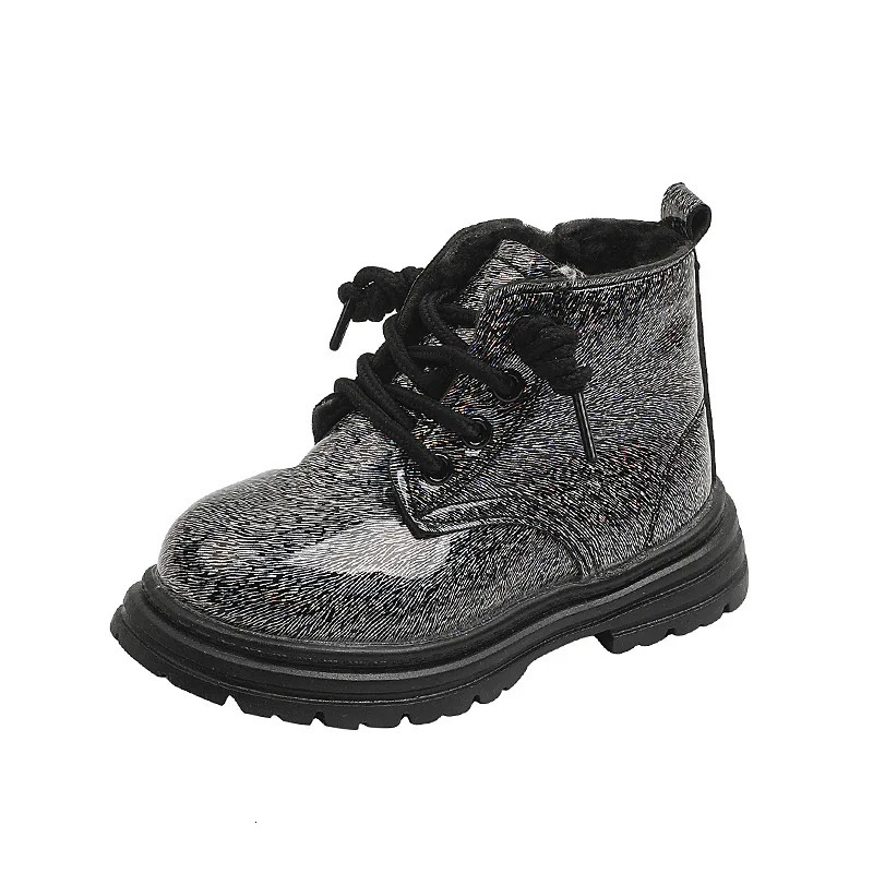 Spring Autumn Kids Boots Winter Boys Leather Cotton Shoes Fashion Girls Ankle Boots Soft Warm Children Infant Sneakers J93 241106