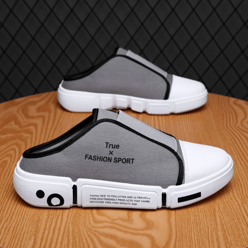 2024 Summer Canvas Korean Edition Trendy One Step Breathable Lazy White Board Men's Casual Shoes Men