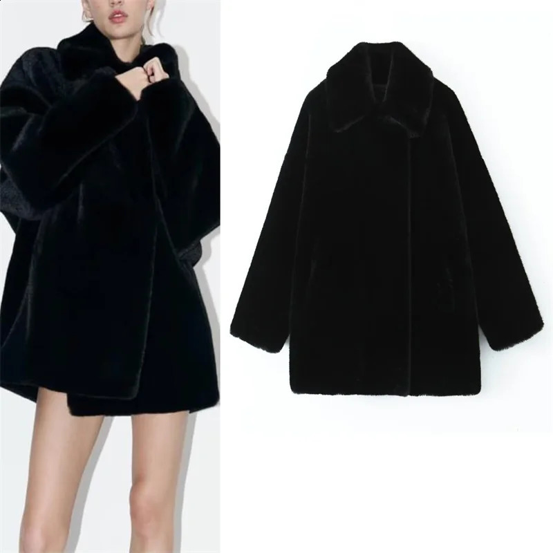 European and American style winter temperament versatile artificial fur effect coat jacket 241104