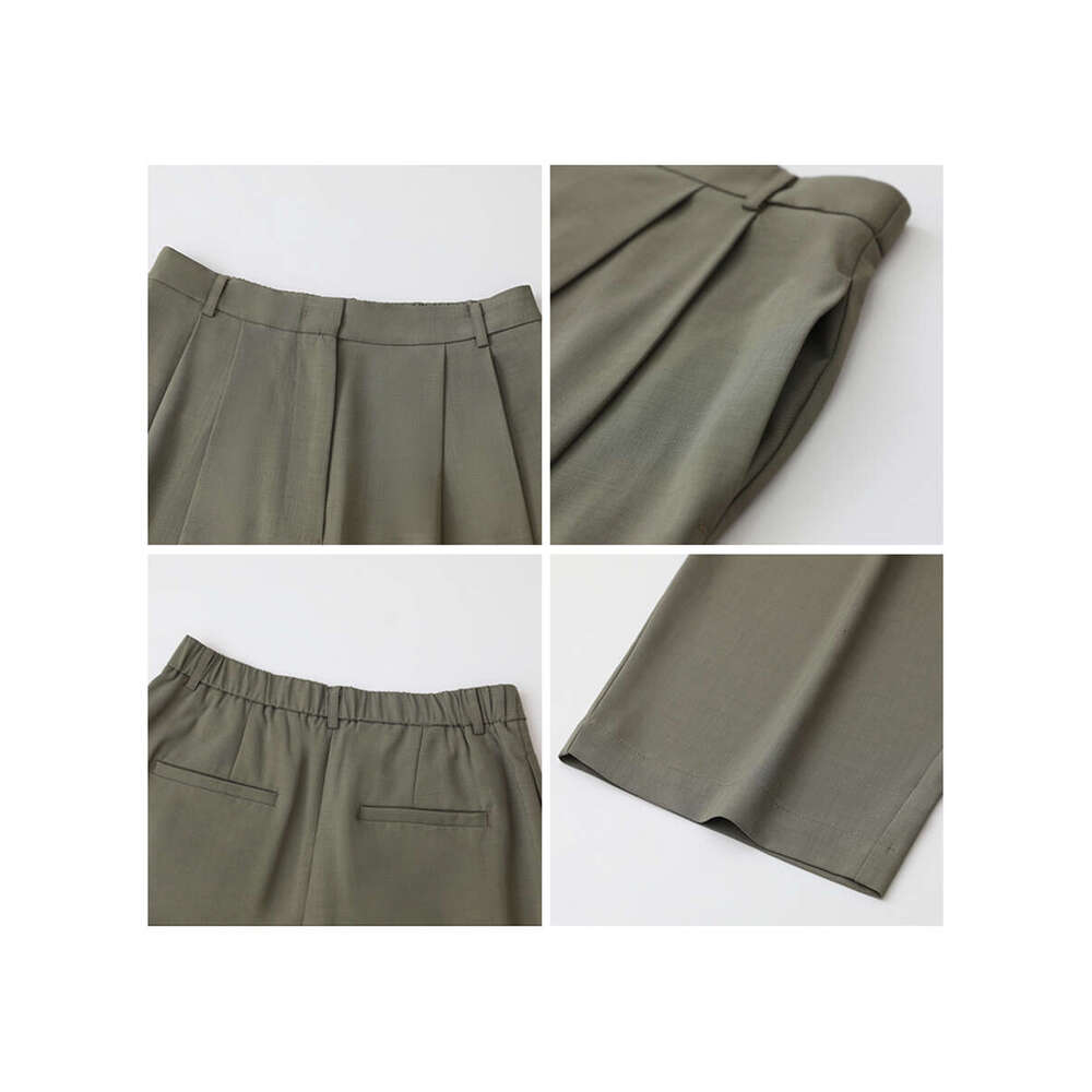CHIC VEN Women Pants Loose Casual Elastic Waist Pleated Draped Straight Female Trousers Wide Legs Spring Autumn 2024
