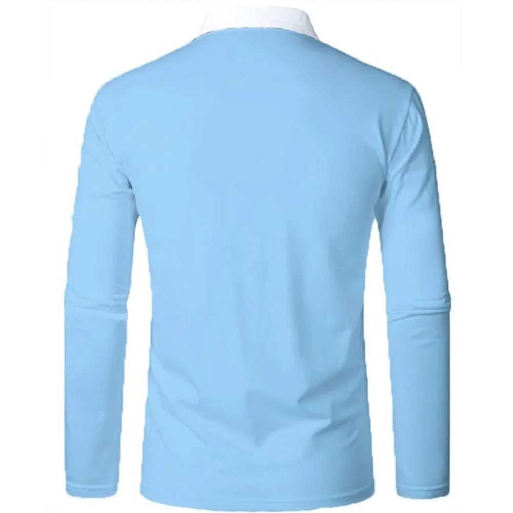 2023 New Trends Mens Fashion Collar Shirt Long Sve Casual Sports T-shirt Top Mens Wear W241106