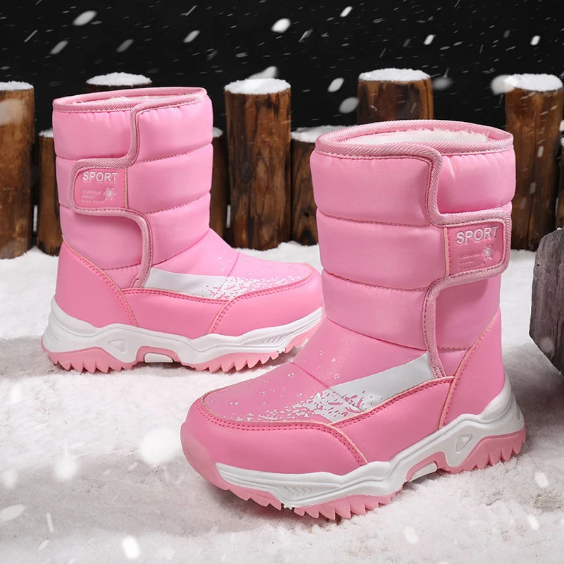 Winter Outdoor Children Boots Princess Elegant Girls Shoes Water Proof Girl Boy Snow Boots Kids Warm High Quality Plush Boots 241106
