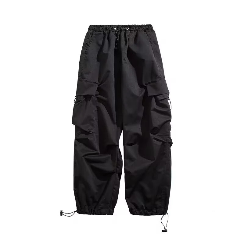Cargo Pants Men Streetwear Hip Hop Pants Elastic Waist Harem Ankle length Trousers Black Harajuku Casual Pocket Women Pants 241106
