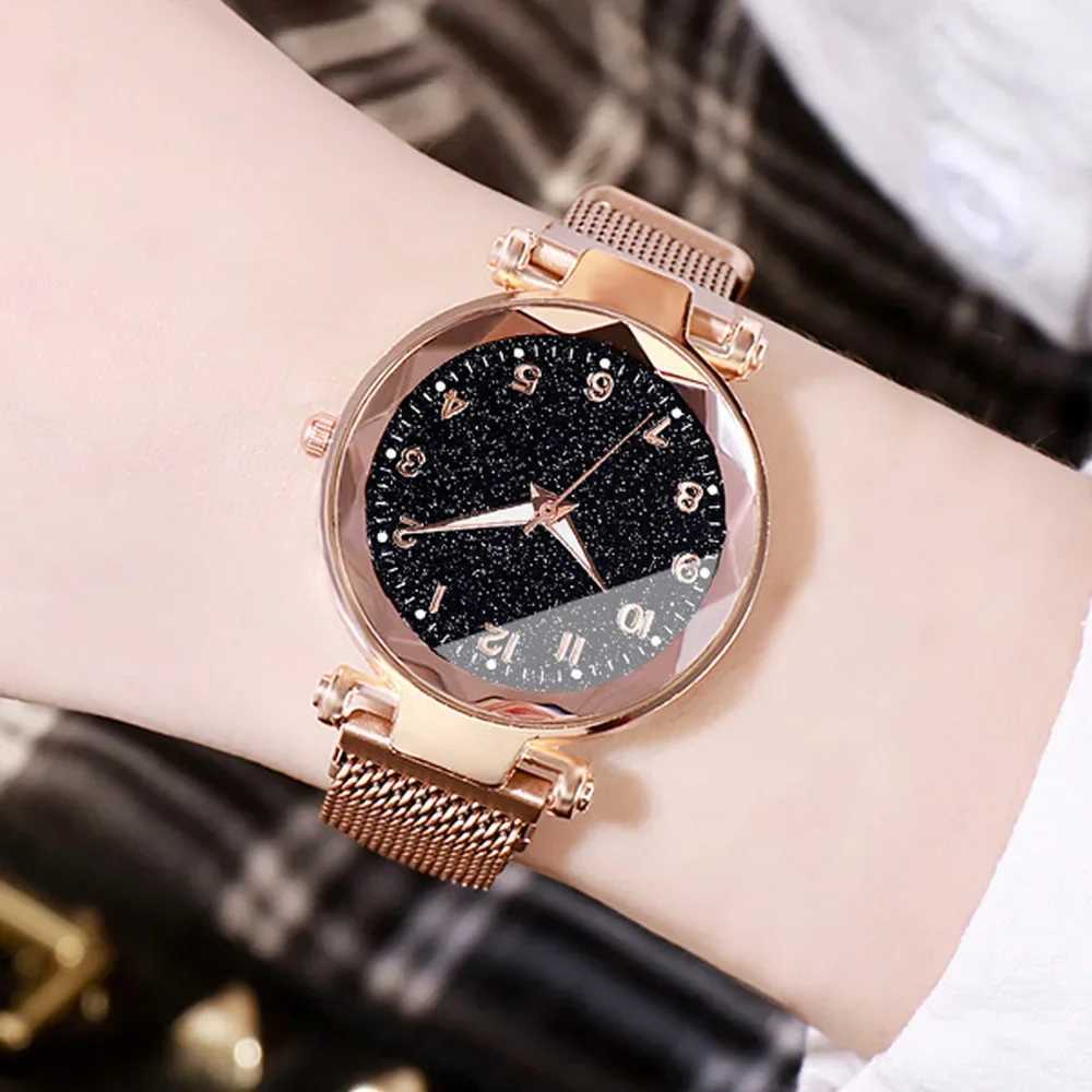 Ladies Starry Sky Round Dial Quartz Wristwatches 5pcs Set Wen Fashion Casual Mesh Belt Watches Simple Dress Clock Girls Gift X250203