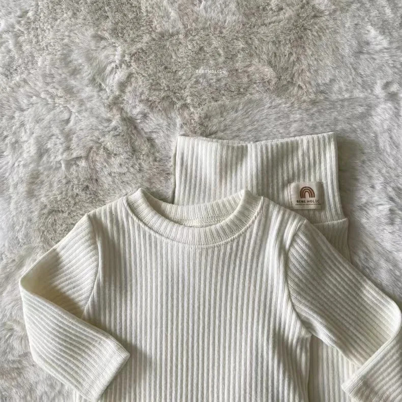 Autumn Winter Baby Long Sleeve Pajamas Set Infant Solid Homewear 2pcs Suit Boys Girls Tops Pants Toddler Casual Outfits 241106