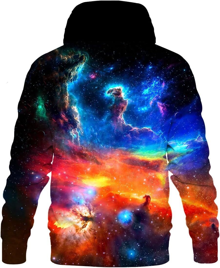 Hoodie for Mens cool Unisex Graphic Print Hoodies 3D Colorful Novelty Design Long Sleeve Sweaters with Pocket Graphic starlit sky