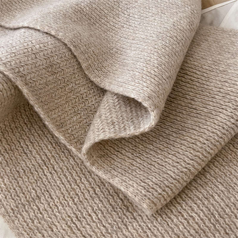 Merino blend wool knitted women, high-end autumn winter, solid color, warm and thick scarf for men
