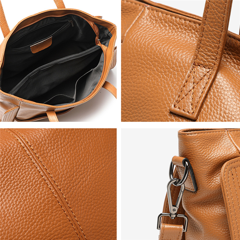 Toptrends 100% Natural Genuine Leather Large Tote Handbags For Women 2024 Winter Designer Shopper Ladies Shoulder Messenger Bags