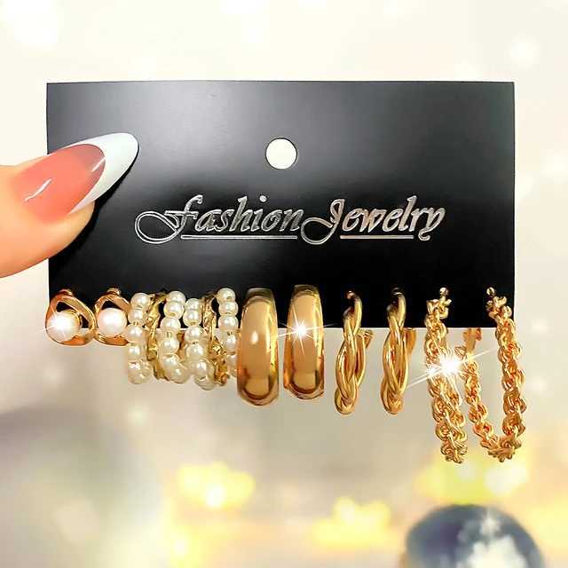 Fashion Gold Color Earrings Set Geely Pearl Earrings for Wen Ear of Wheat Simple Metal Round Party Jewelry 2022 X241106