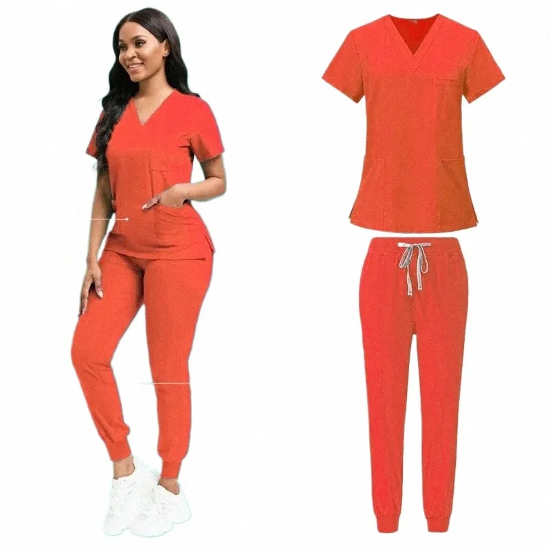 Simple hospital Surgical Clothing Medical Uniforms Women Scrubs Sets Doctors Nurses Accories Dental Cic Beauty Sal Workwear Set