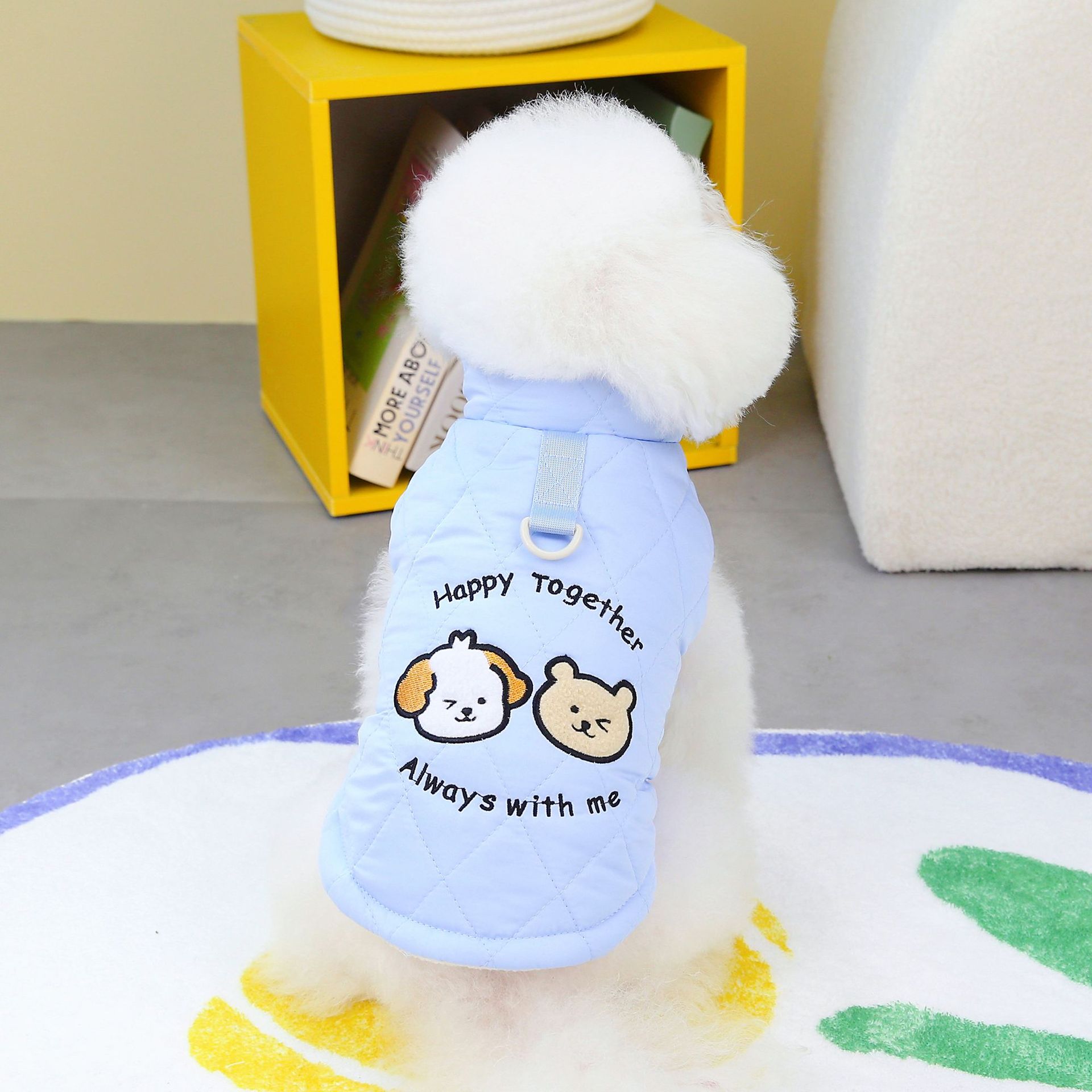 Happy Bear Dog Winter Coat Vest Fleece Lined New Teddy Kitty Dog Clothes Heavy Warm Cartoon Pet Clothes