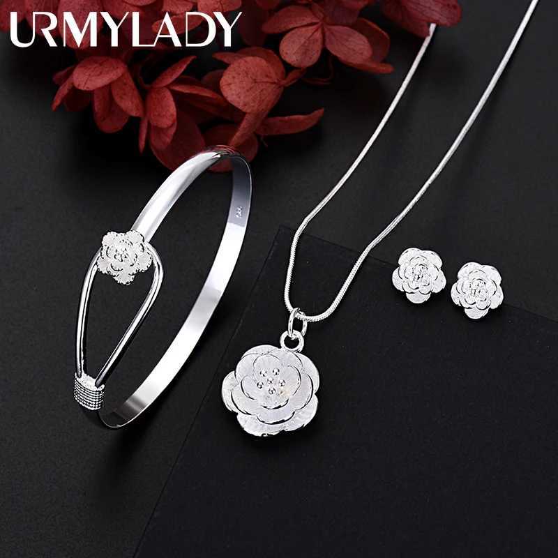 High quality 925 sterling silver charm flower necklace earrings bracelet jewelry suitable for warm retro sets wedding gift trends cute X241106