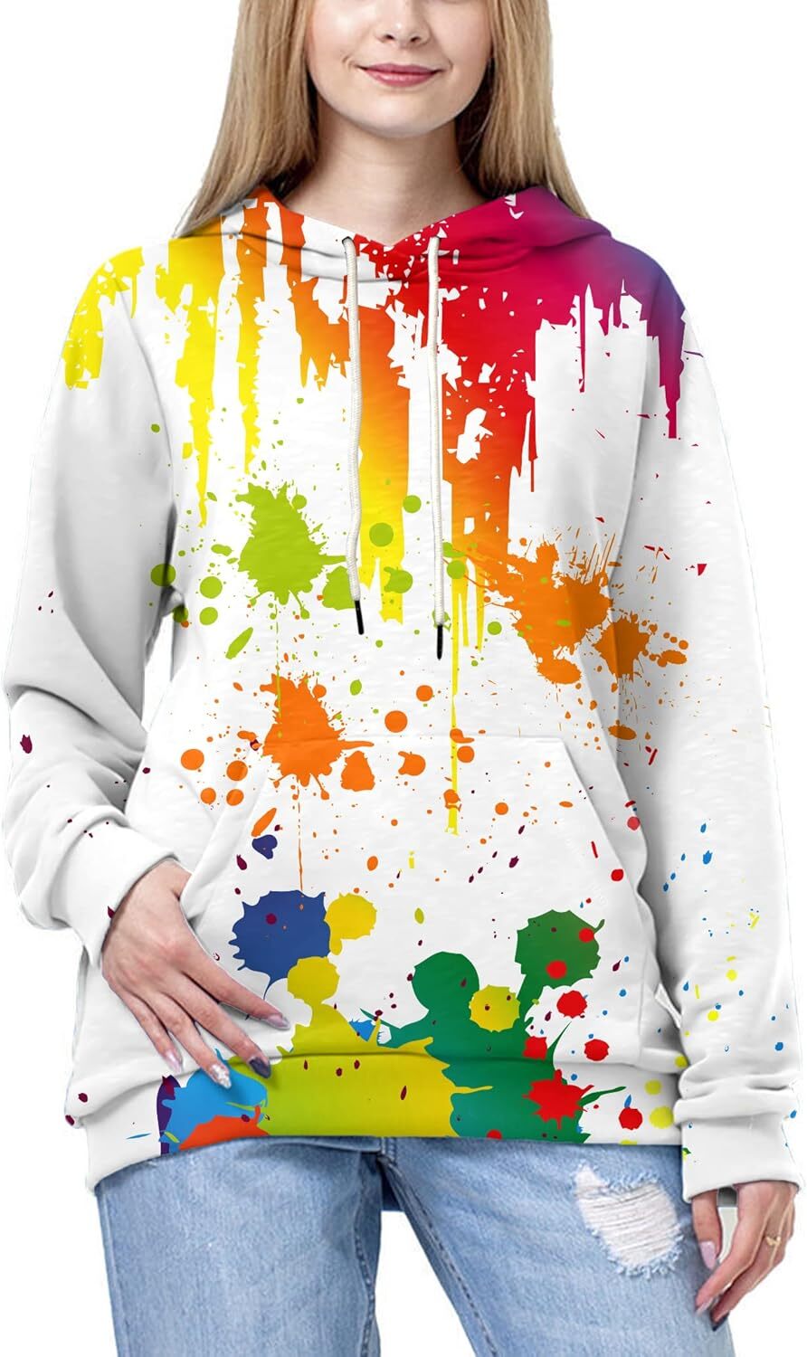 Hoodie for Mens Womens Unisex 3D Printed Hooded Sweatshirt Casual with Big Pockets Graphic Hoodies sweatshirt Pullover Long Sleeve Warm colored cool