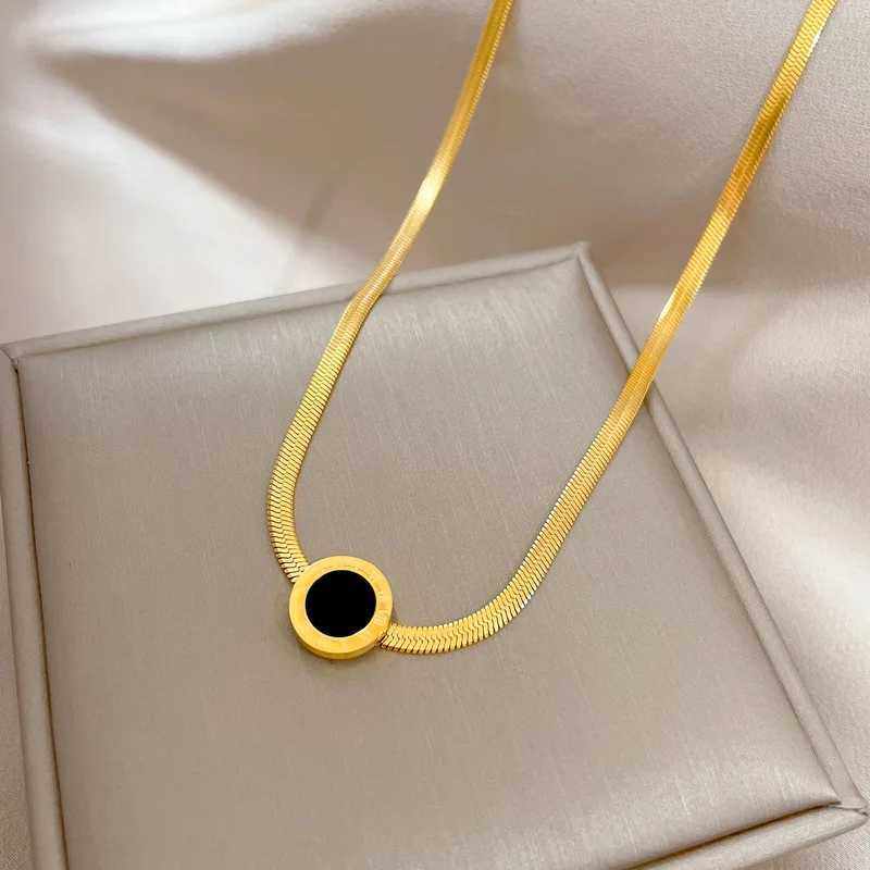 OIMG 316L stainless steel gold color black circular Ran digital necklace used for party gift jewelry 2023 new Dropsing X241106