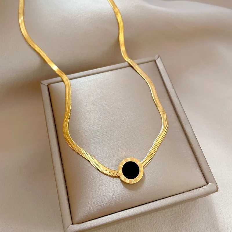 OIMG 316L stainless steel gold color black circular Ran digital necklace used for party gift jewelry 2023 new Dropsing X241106