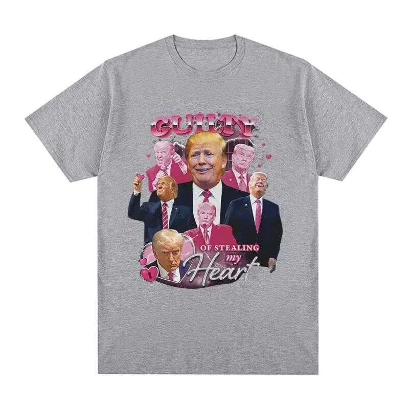 shanshi mens designer t shirt Interesting Donald Trump steals my heart guilty men's high-quality soft casual short sleeved T-shirt