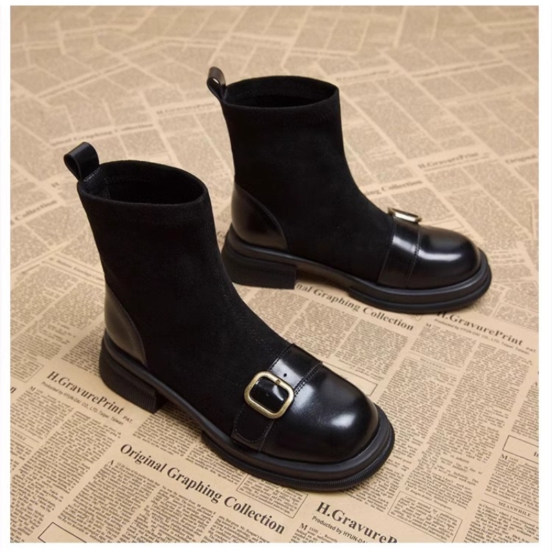 Ankle 2024 New Winter Round Toe Lace-up Short Womens Platform Designer Knight Boots Women Shoes