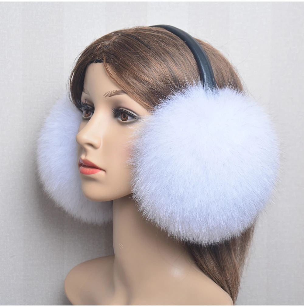 Winter womens warm real fox fur earmuffs for girls oversized womens plush earmuffs womens fox fur earmuffs 241106