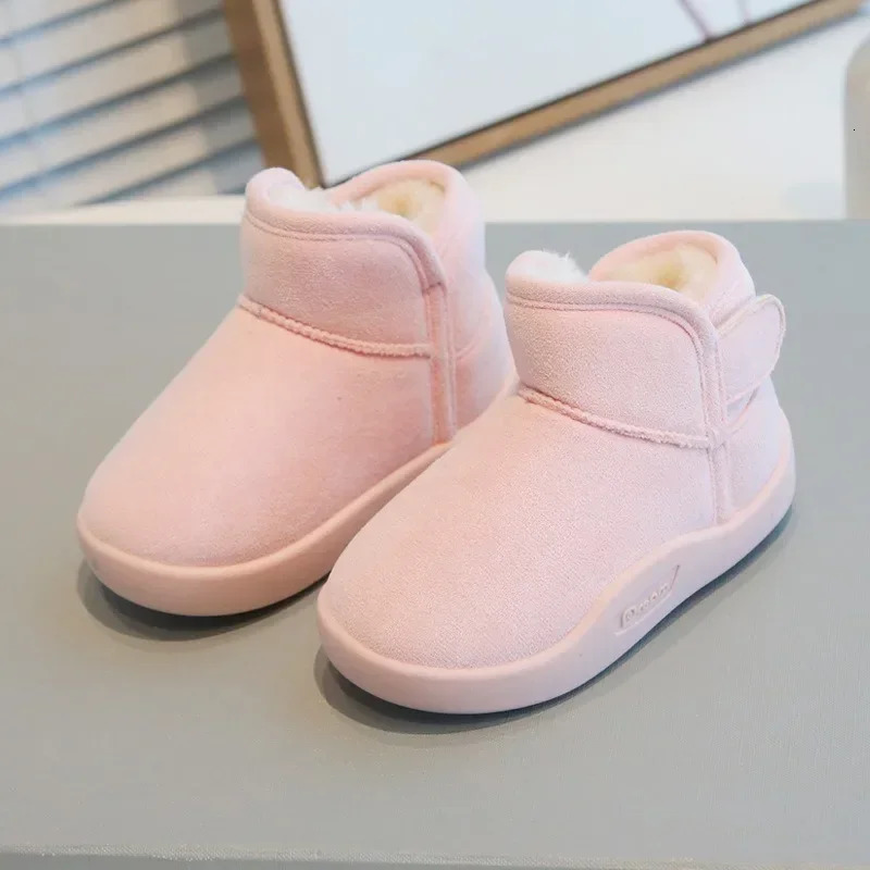 Baby girl boy snow boots childrens winter boots outdoor plush cotton padded shoes soft soled anti slip baby shoes 241106