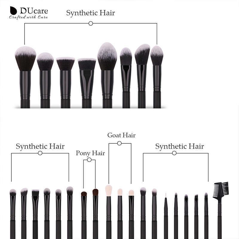 Ducare 27Pcs Brush Set Professional Cosmetics Blushes Foundation Eyeshadow Eyelash Beauty Make Up Tool With Makeup Bag