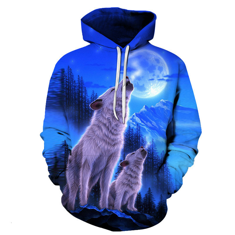 Hot Men's Wolf Tiger Animal Lion 3D Hoodie, Large Sports Long Sleeved Printed Hoodie Drop Shoulder Hoodies Graphic Hoodies