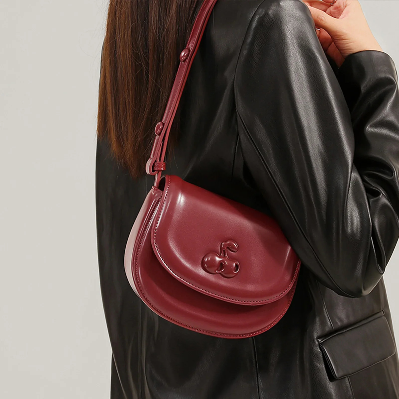 Toutou Original Cherry Small Square Bag Exquisite Small Handbag Holiday Gift Shoulder Crossbody Bag241106