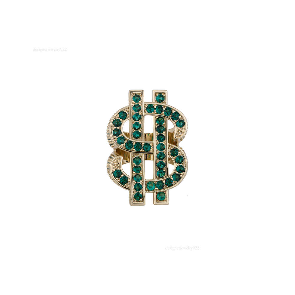 Zircon filled with Moissanite ring out US dollar symbol hip-hop trendsetter men's ring gold jewelry men diamond ring
