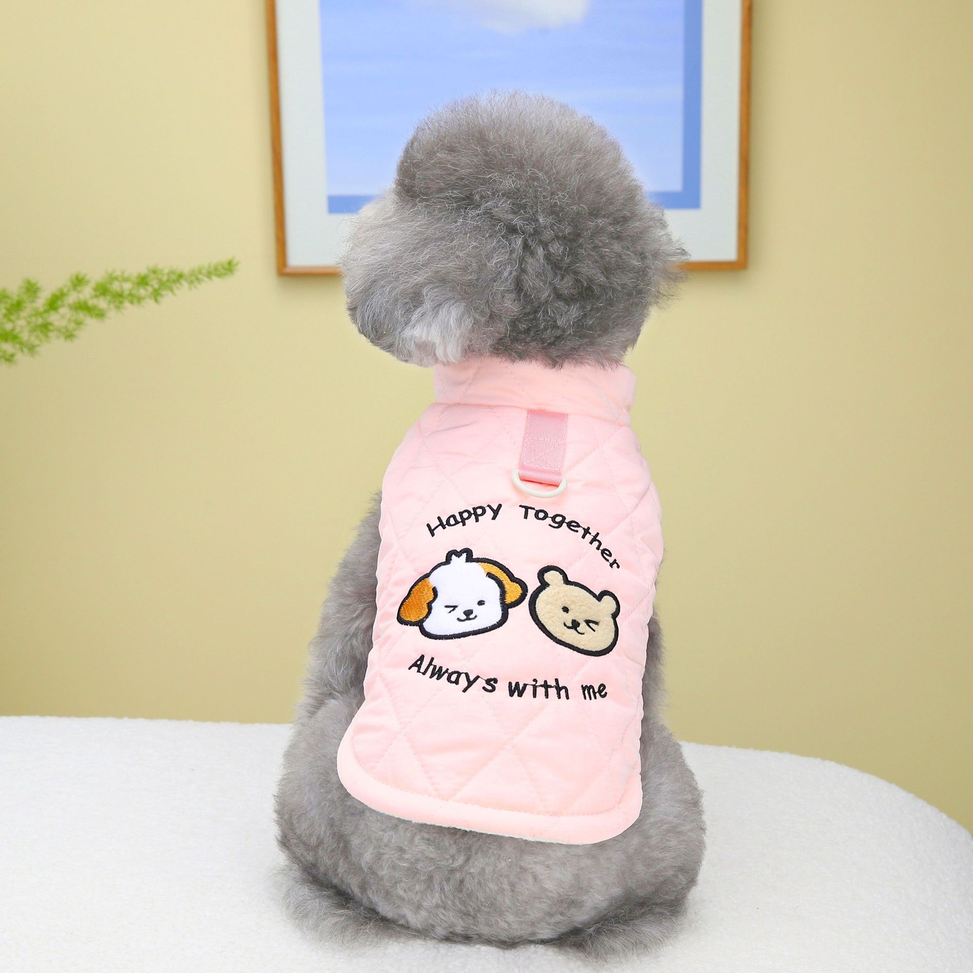 Happy Bear Dog Winter Coat Vest Fleece Lined New Teddy Kitty Dog Clothes Heavy Warm Cartoon Pet Clothes