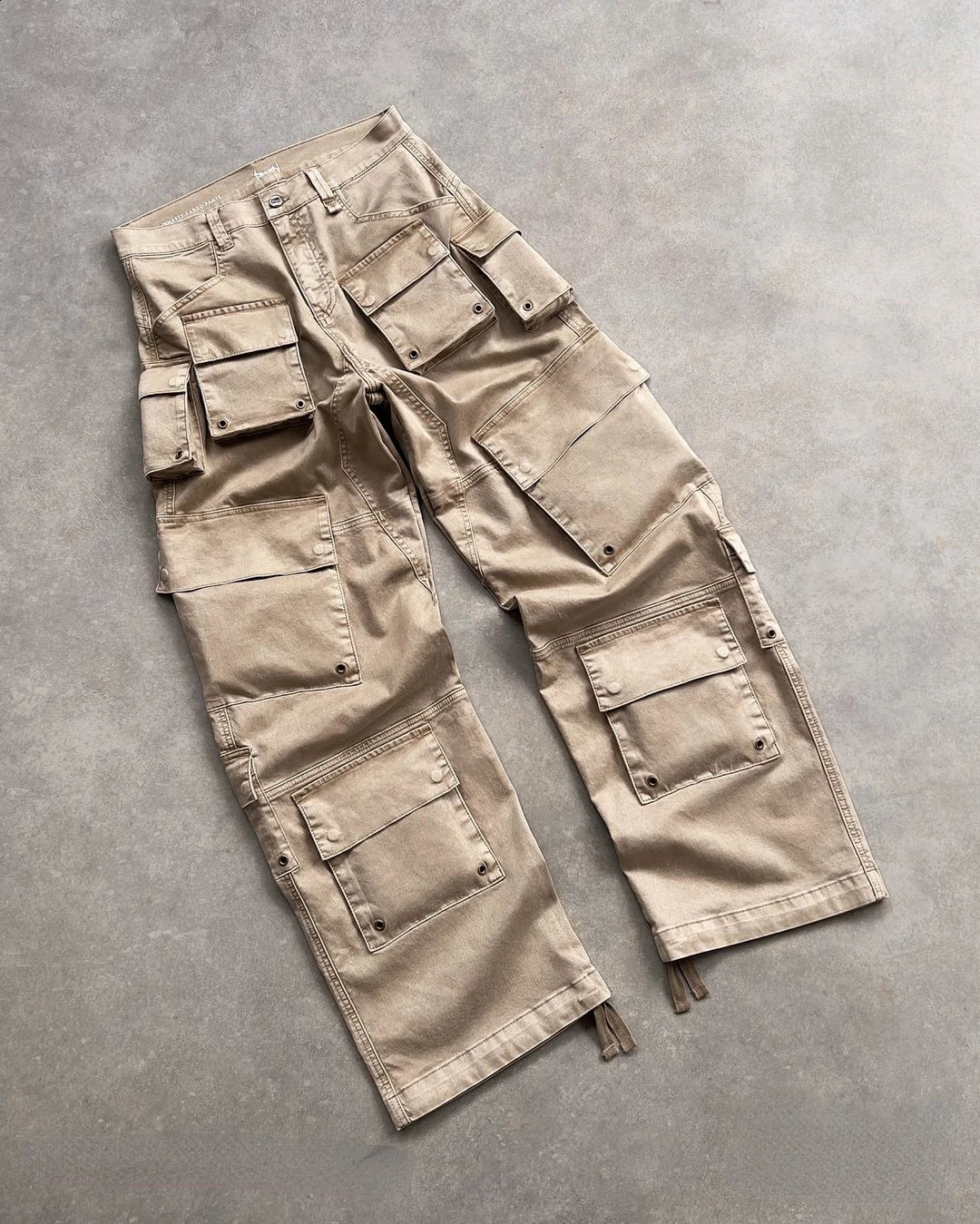 American Style Harajuku Retro Multipocket Overalls Mens Autumn Loose Straight Washed Cotton Trousers Y2K Hiphop 241104