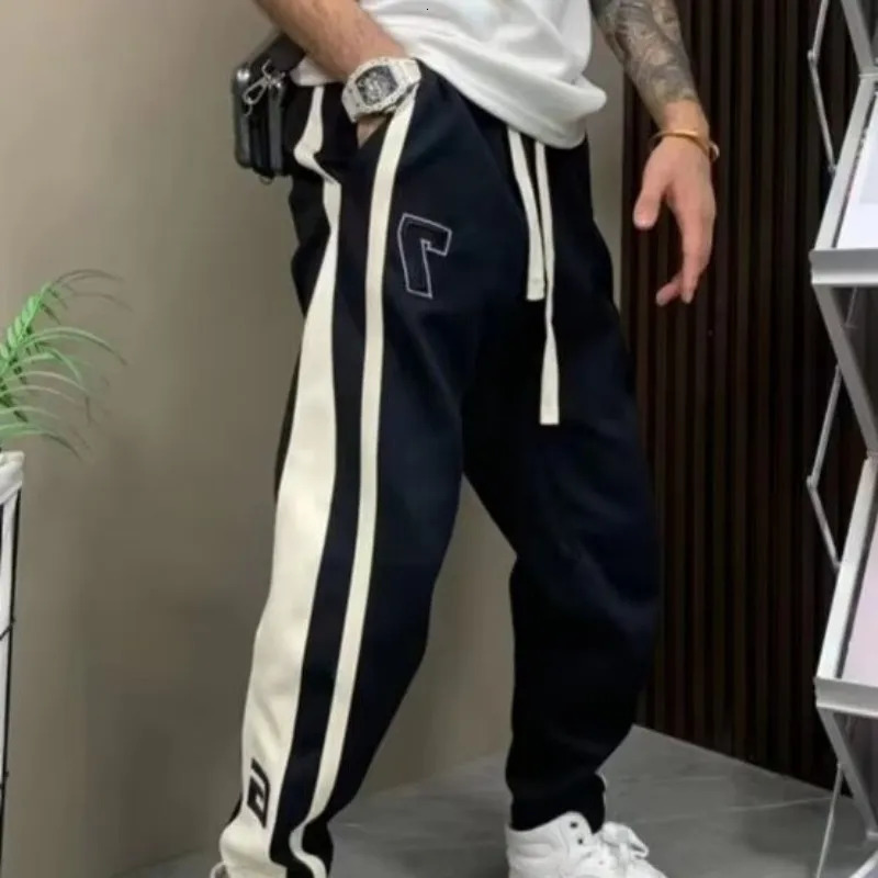 Mens Casual Straight Leg Baggy Hiphop Sports Gym Pants For Men Trousers Loose Trendy Hong Kong Style Joggers Clothing 241104