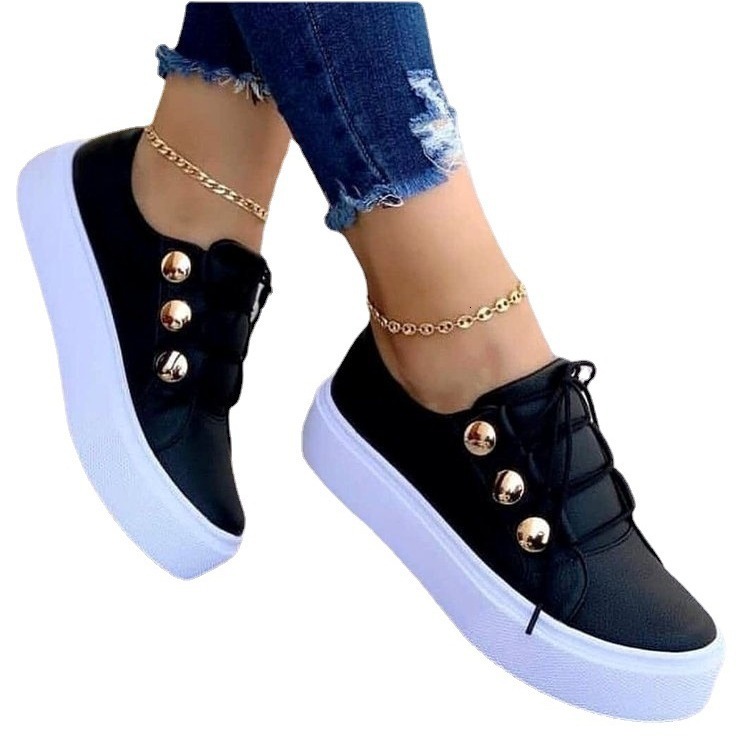 2024 Large women's new round toe thick sole casual adhesive single shoe size 43