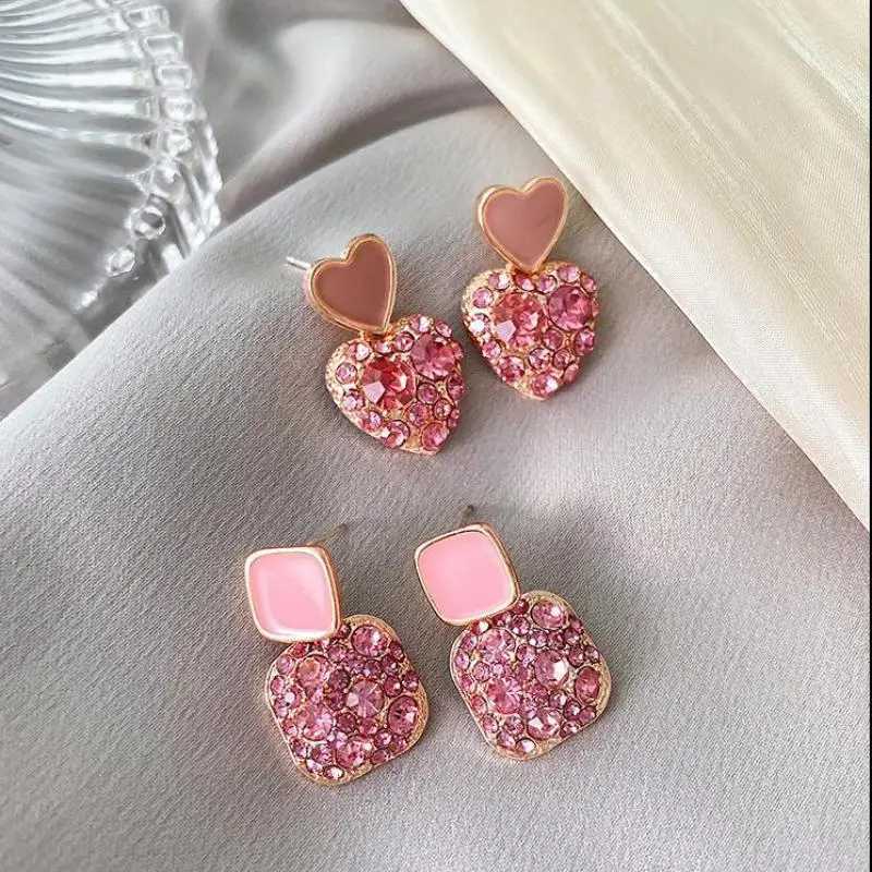 S925 Silver Needle Geely Rhinestone Square Earrings New Internet Celebrity Temperature Beauty Earrings Jewelry Accessories X241106