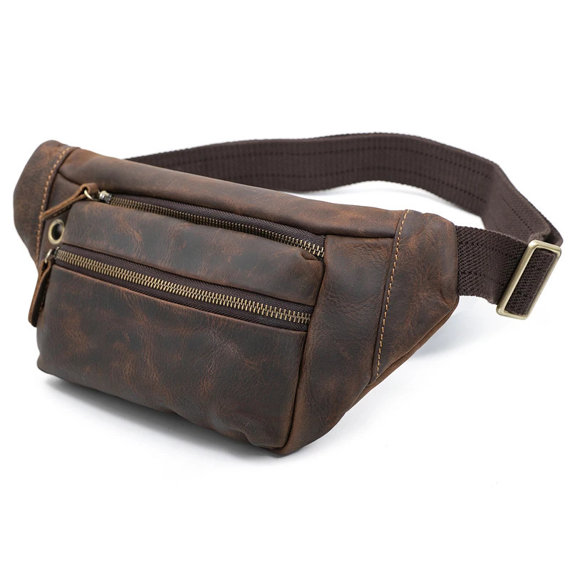 genuine leather waist bag mens waist bag fashionable bag waist belt bag mens Fanny bag mens belt bag241106