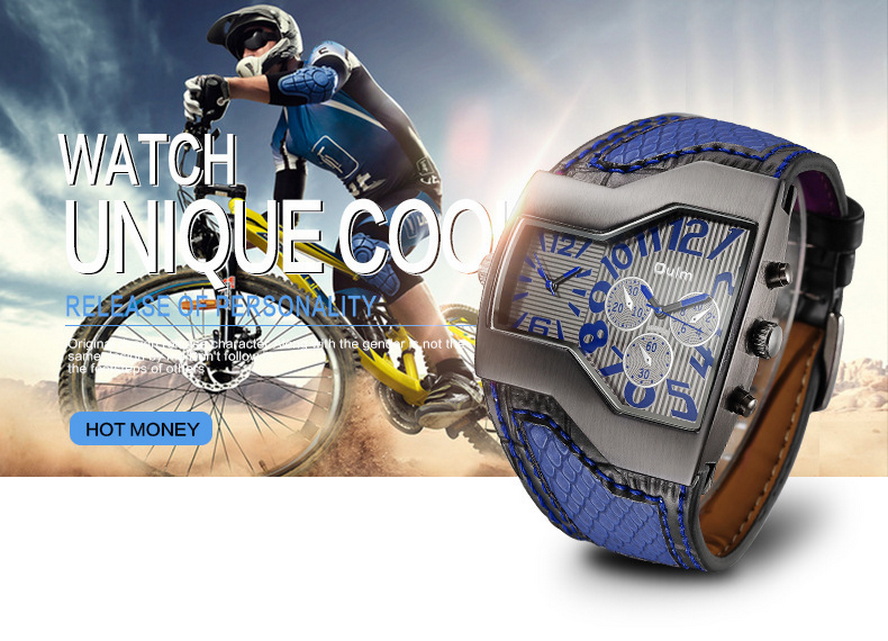Sports Watch Waterproof 10 M Never Fade For Men SIZE 52X46 mm Thickness 10 mm Cowhide strap High Quality Quartz Movement Tempered Glass Mirror Watch 0