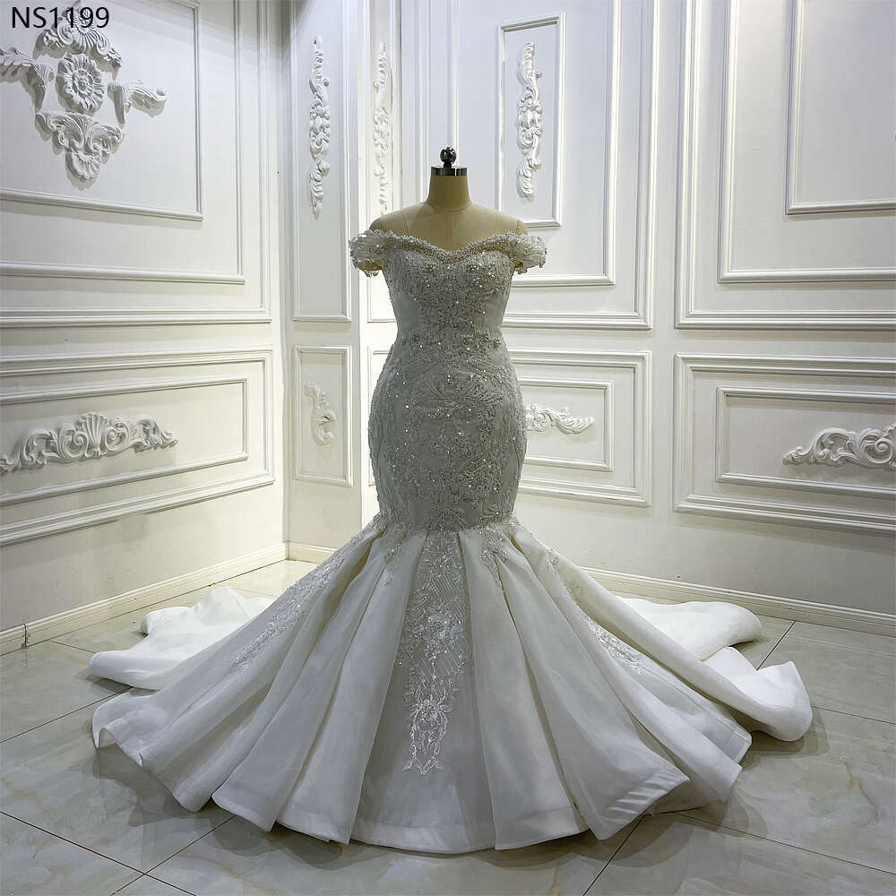 Off Shoulder Beaded Mermaid Wedding Dress
