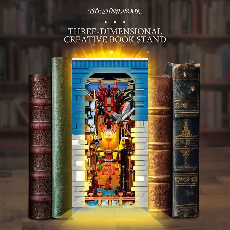 Blocks 3398PCS Hobbit Themed Bookstore Building Blocks Assembly Toys Creative Desktop Decoration Bookends Model Bricks Kids Toys GiftsY241106HGG9