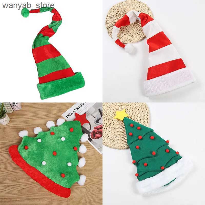 Wide Brim Hats Bucket Hats 2022 Christmas Hat Plush Elf Santa Hat Cute Stripes Cartoon Creative Turkey Hats New Year Xmas Party Ornament Decoration Pr