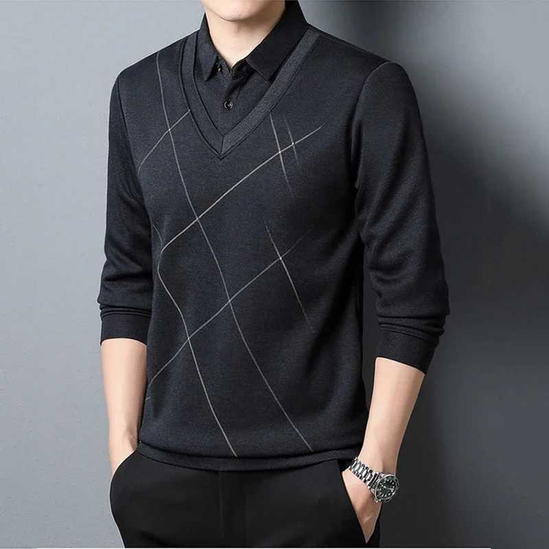 2024 New Warm Mens Shirt Long Sve Thick Autumn and Winter Clothing Loose Fit Mens Shirt Korean Top W241106