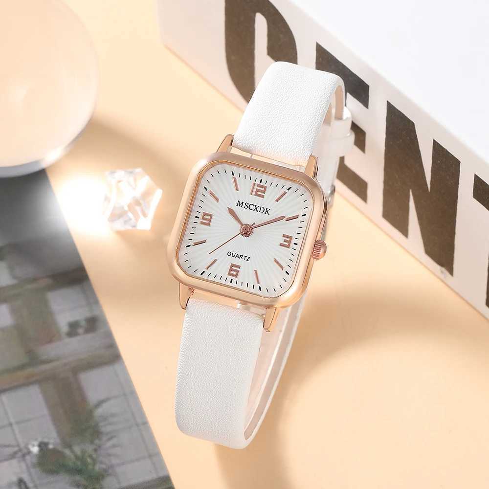 5-piece Wen Fashion Watch Casual Bracelet Watch Set Leather Simple Dial Quartz Watch X241106