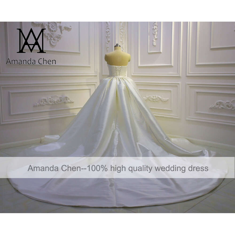 Off Shoulder Pleat Satin Removable Skirt Wedding dress