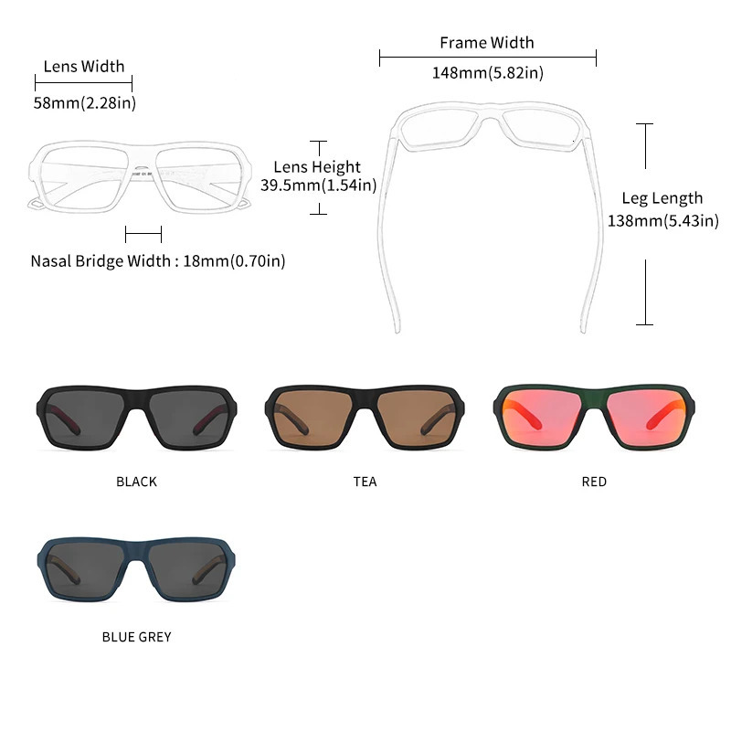 GCV professional fishing driving cycling sports goggles polarized sunglasses square rectangular mens UNISEX TR90 241106