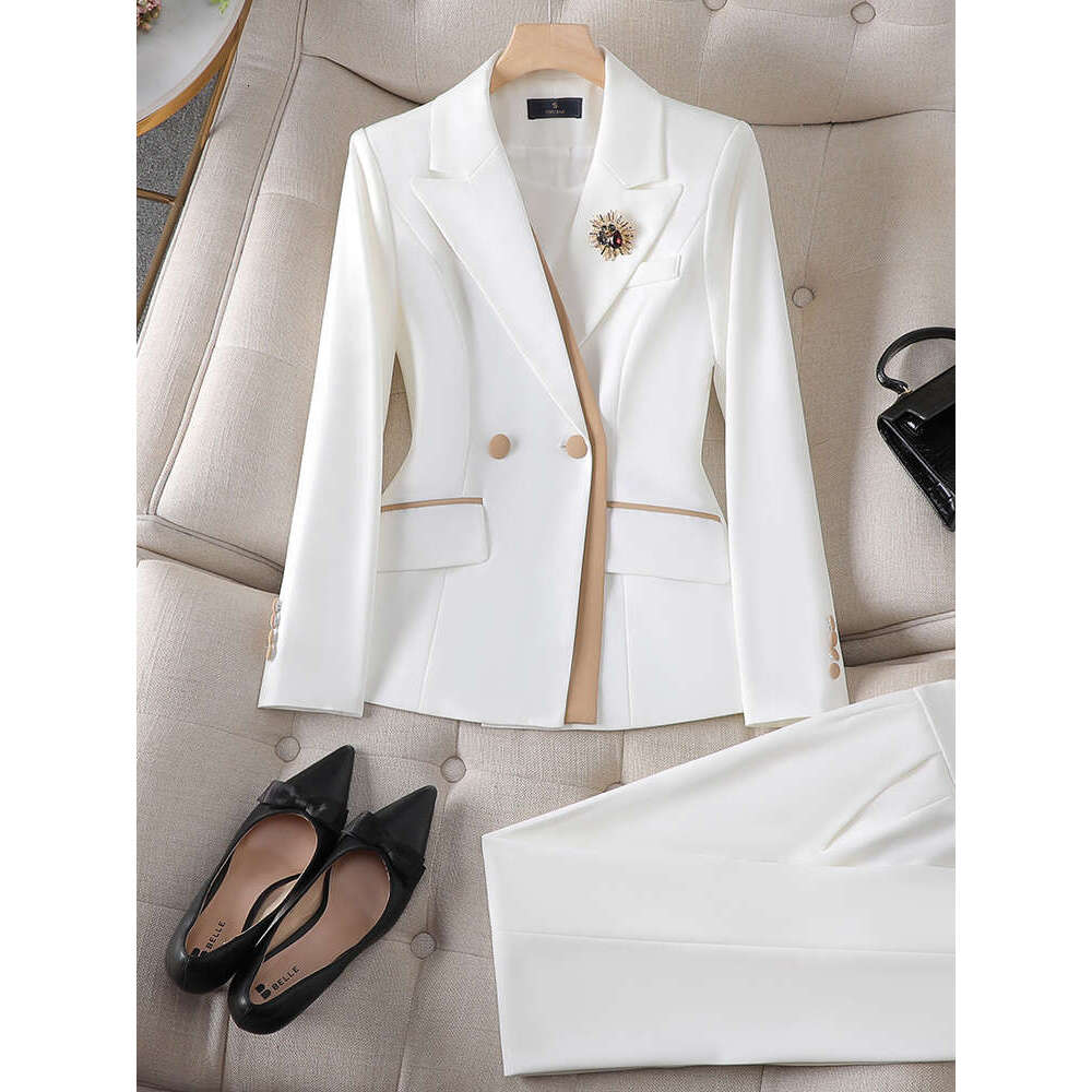 Women's Winter Retro Casual Irregular Jacket Commuting Solid Double Breasted Suit Half Skirt Two-Piece Set