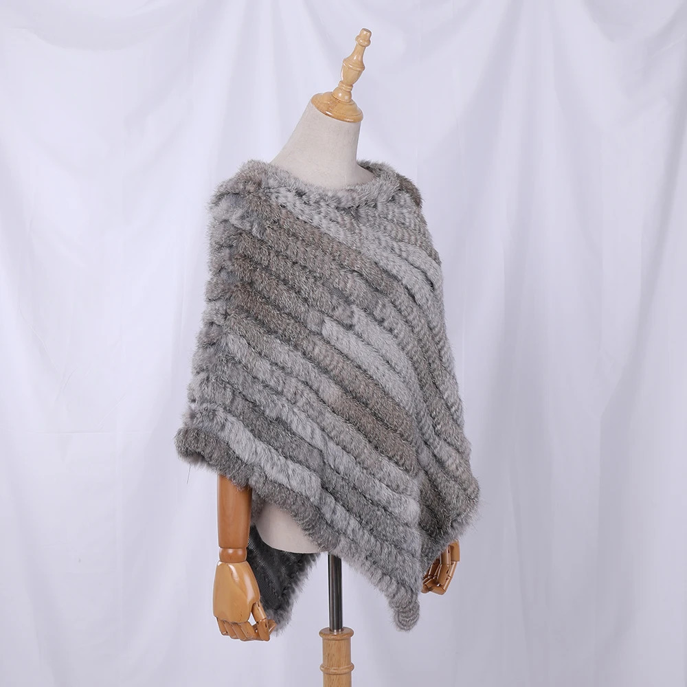 Real rabbit fur knitted natural fur raincoat fashionable wrapped coat shawl womens scarf natural fur wedding party wholesale corner 241106